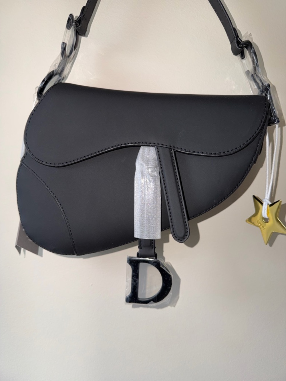Luxury matte Black Saddle Bag w box